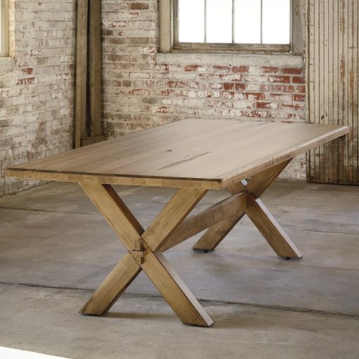 Set Meja Makan Kayu Kaki Silang