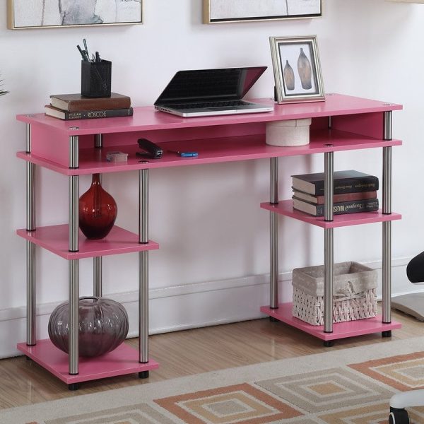 Meja Belajar Warna Pink Rangka Stainless