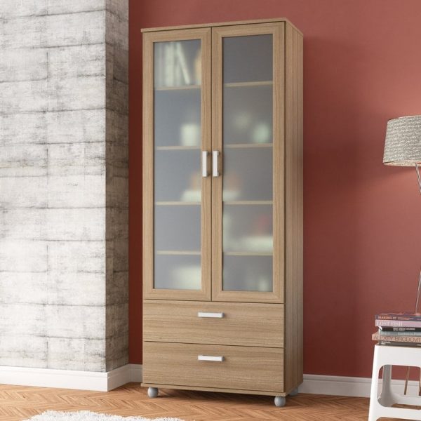Almari Buku Jati Minimalis 2 Pintu