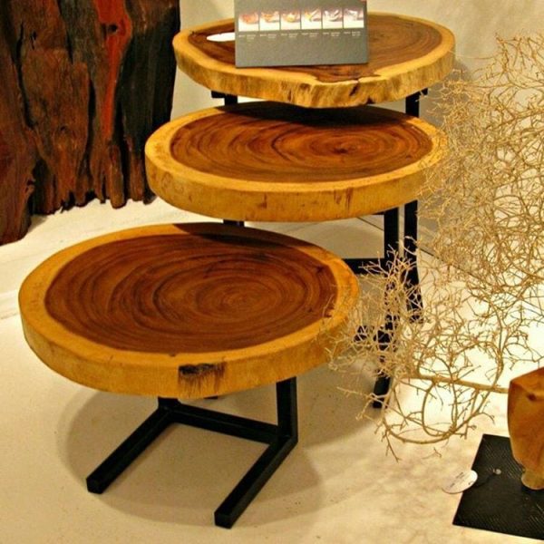 Meja Kayu Trembesi Bundar