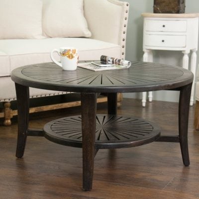 Meja Tamu Bundar Kayu Jati Minimalis