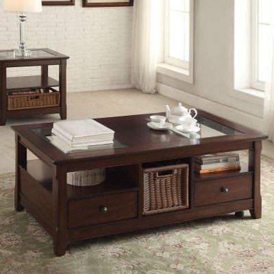 Meja Tamu Top Kaca Berlaci