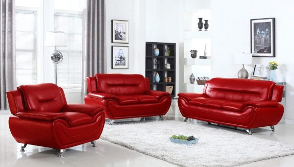 Set Kursi Tamu Sofa Warna Merah