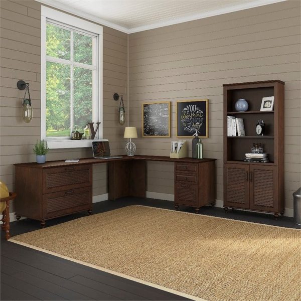 Set Meja Kantor Sudut Jati Minimalis