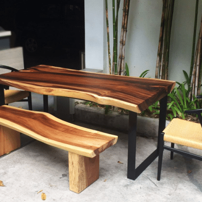 Set Meja Makan Kayu Trembesi Utuh