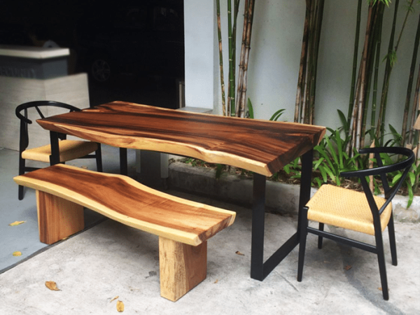 Set Meja Makan Kayu Trembesi Utuh