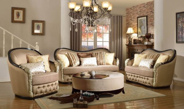 Satu Set Sofa Tamu Sudut Lengkap