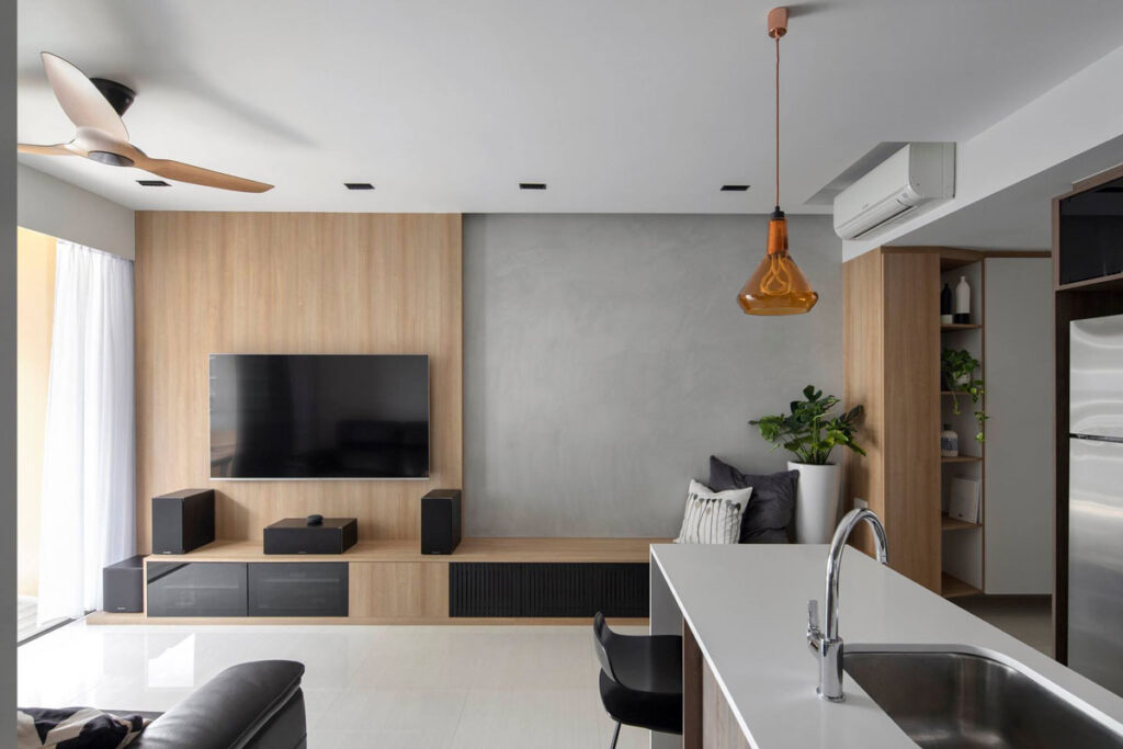 Model Rak Tv Minimalis Dengan Sofa Model Menyatu Dengan Tempat Duduk