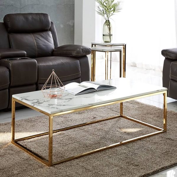 Meja Tamu Stainless Marmer Jh Id 2329