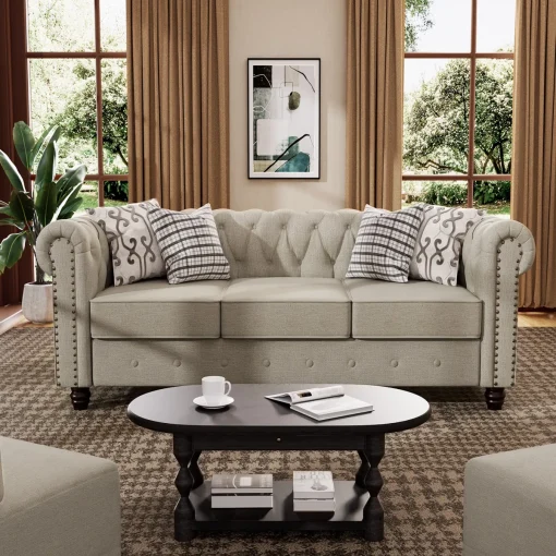 Adelina Sofa Tamu Chasterfield Desain Minimalis Modern