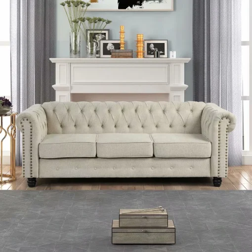 Adelina Sofa Tamu Chasterfield Desain Minimalis Modern