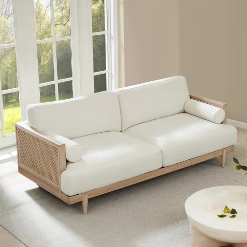 Ahlea Sofa Tamu 2 Seater Rotan Kayu Jati Minimalis Modern