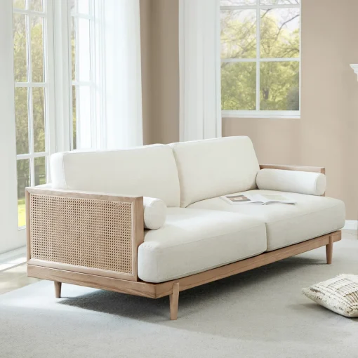 Ahlea Sofa Tamu 2 Seater Rotan Kayu Jati Minimalis Modern