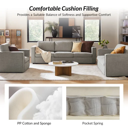 Amellia Set Sofa Tamu Minimalis Modern Kain Canvas