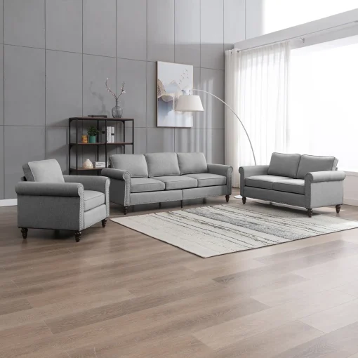 Barrel Set Sofa Tamu Scandinavian Minimalis Kain Canvas