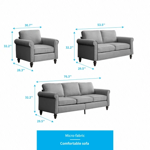 Barrel Set Sofa Tamu Scandinavian Minimalis Kain Canvas