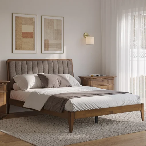Benzams Tempat Tidur Jok Kain Kayu Jati Minimalis