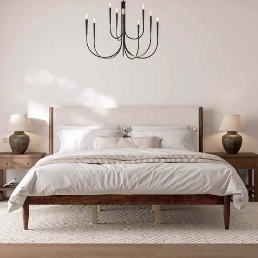 Besann Dipan Retro Minimalis Kayu Jati Headboard Jok Kain