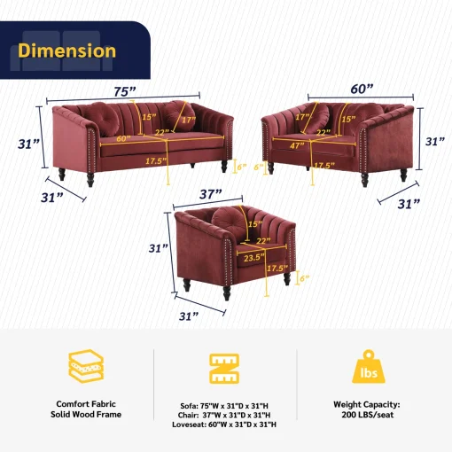 Caesyn Set Sofa Tamu Minimalis Kain Velvet