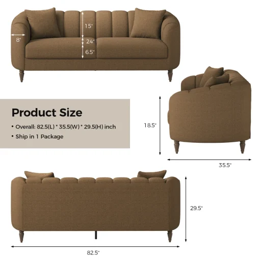 Javakien Sofa 2 Seater Minimalis Kain Canvas Texture