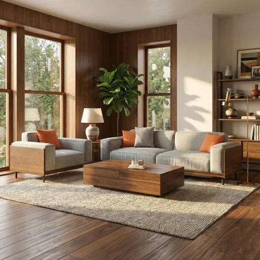 Lybberyl Set Sofa Tamu Kayu jati Solid Minimalis Modern