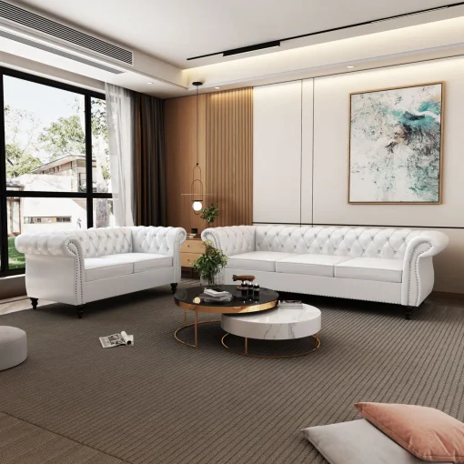 Liverry Set Sofa Tamu Chesterfield 3 & 2 Dudukan Minimalis