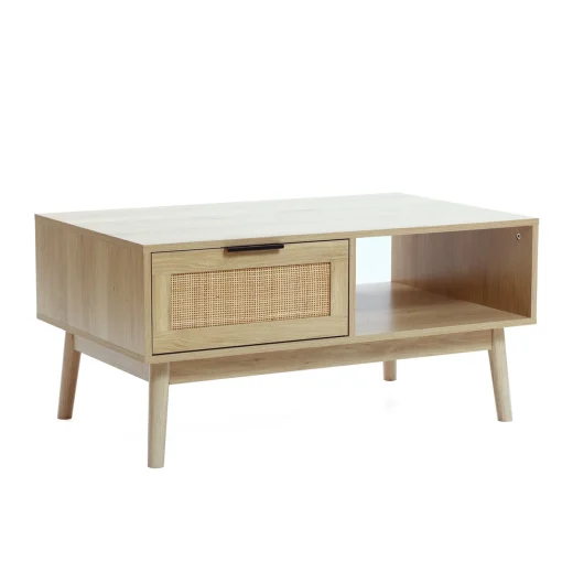 Luxen Meja Tamu Rotan Bleaching Desain Retro Minimalis