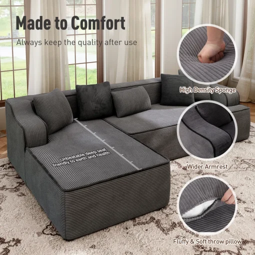 Marinna Set Sofa Tamu Sudut Minimalis Kain Beludru