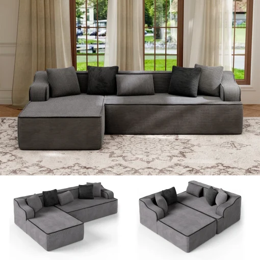 Marinna Set Sofa Tamu Sudut Minimalis Kain Beludru
