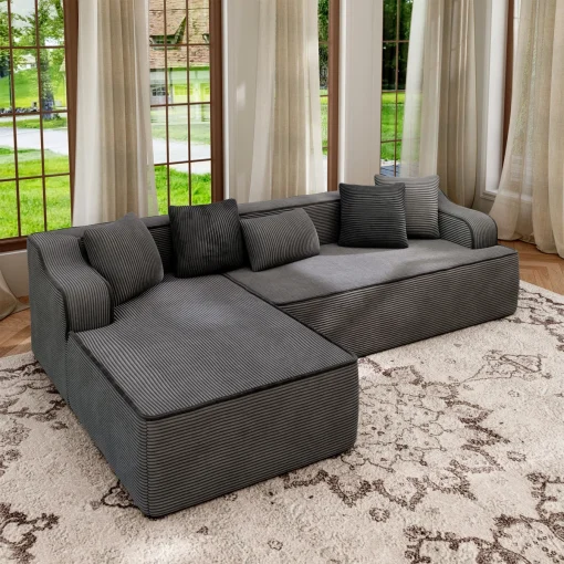 Marinna Set Sofa Tamu Sudut Minimalis Kain Beludru