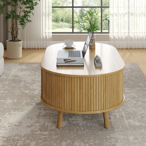 Meja Tamu Minimalis Kayu Jati Finishing Bleaching Wood