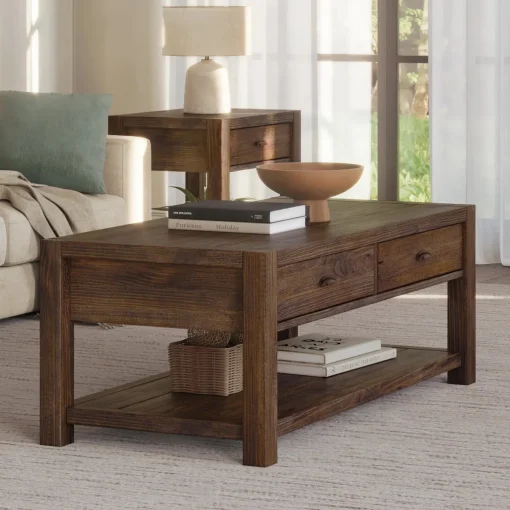 Meja Tamu Klasik Rustic Kayu Jati Desain Modern Minimalis