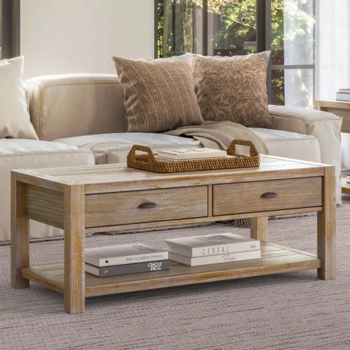 Montauk Meja Tamu Rustic Kayu Jati Minimalis Modern