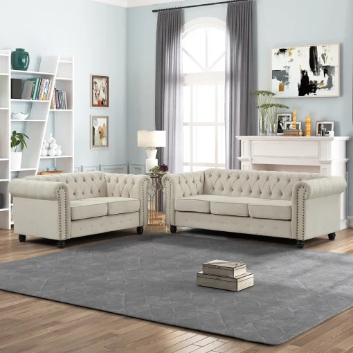 Set Sofa Tamu Chesterfield Klasik Minimalis Modern