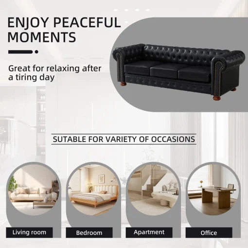 Sofa Tamu Model Chesterfield Minimalis Modern Kain Oscar