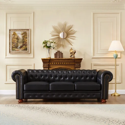 Sofa Tamu Model Chesterfield Minimalis Modern Kain Oscar