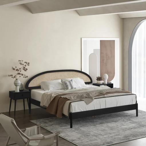 Tempat Tidur Rotan Kayu Jati Minimalis Modern Kekinian