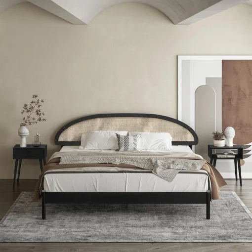 Tempat Tidur Rotan Kayu Jati Minimalis Modern Kekinian