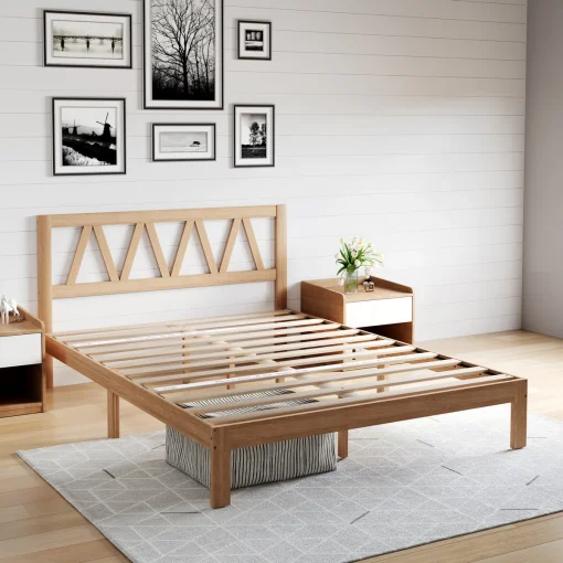Tempat Tidur Silang Kayu Jati Warna Natural Minimalis