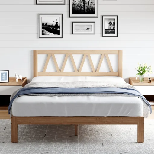 Tempat Tidur Silang Kayu Jati Warna Natural Minimalis