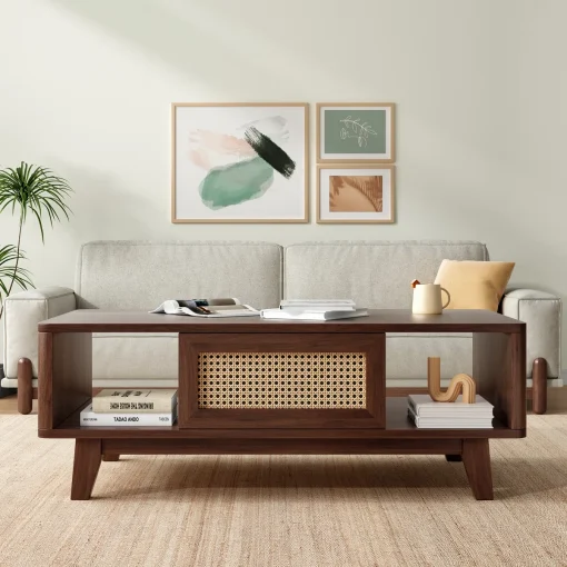 Touluse Meja Tamu Rotan Kayu Jati Minimalis Modern