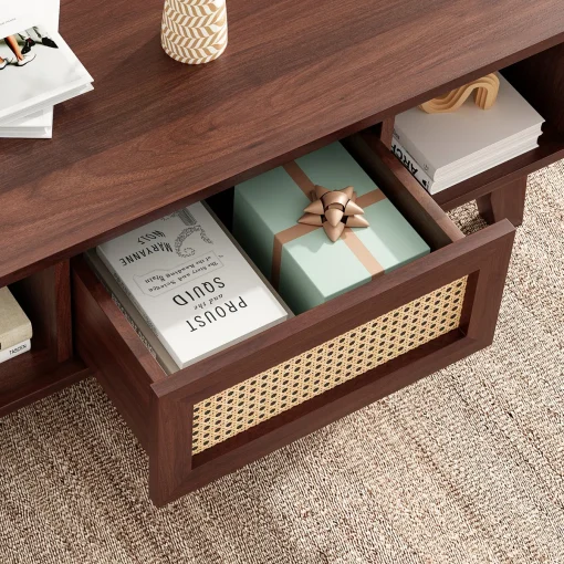 Touluse Meja Tamu Rotan Kayu Jati Minimalis Modern
