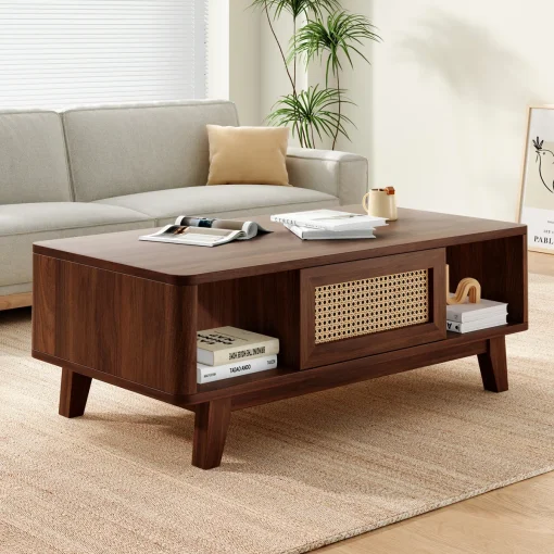 Touluse Meja Tamu Rotan Kayu Jati Minimalis Modern