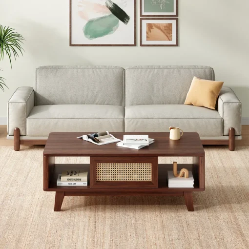 Touluse Meja Tamu Rotan Kayu Jati Minimalis Modern
