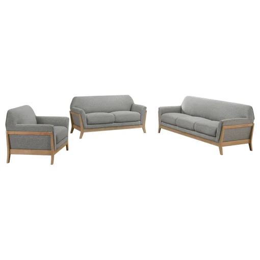Wassion Set Sofa Tamu Minimalis Kayu Jati Kain Canvas