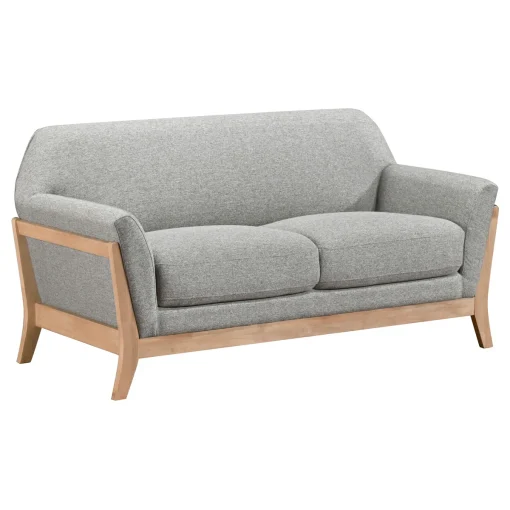 Wassion Set Sofa Tamu Minimalis Kayu Jati Kain Canvas