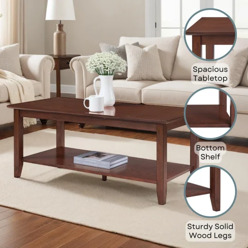 Winston Meja Tamu Murah Kayu Jati Finishing Walnut