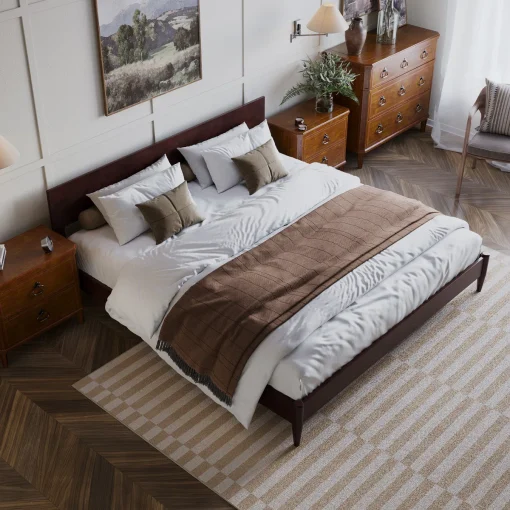 Amanda Tempat Tidur Kayu Jati Minimalis Finishing Espresso