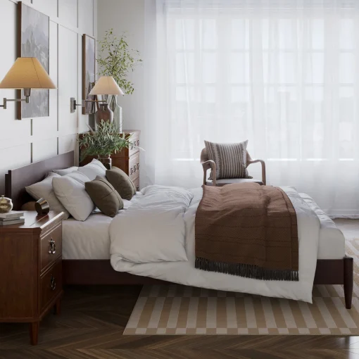 Amanda Tempat Tidur Kayu Jati Minimalis Finishing Espresso