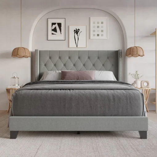 Ameire Tempat Tidur Jok Kain Canvas Desain Minimalis
